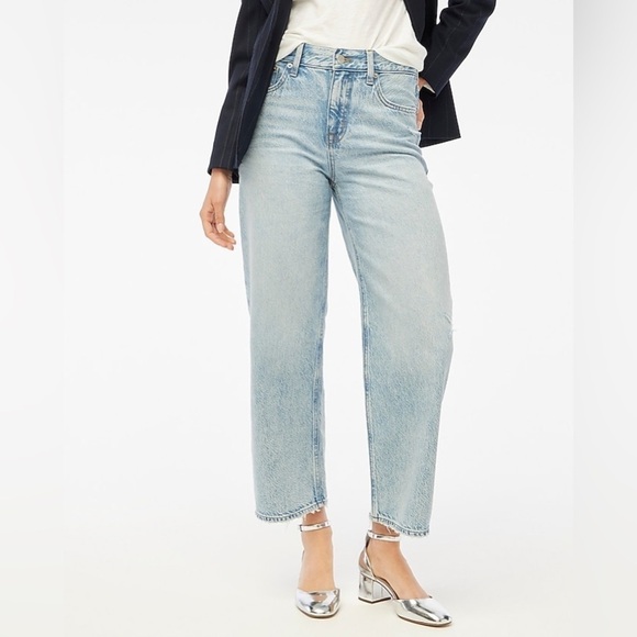 NWT J. Crew Factory 90s Vintage Baggy Jean in Light Blue Wash, Distressed, 30 - Picture 1 of 14